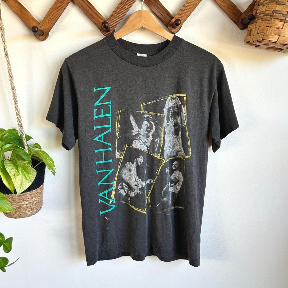 Vintage 1988 Van Halen Band Tee Gurney Tees Gray Single Stitch Medium Tour